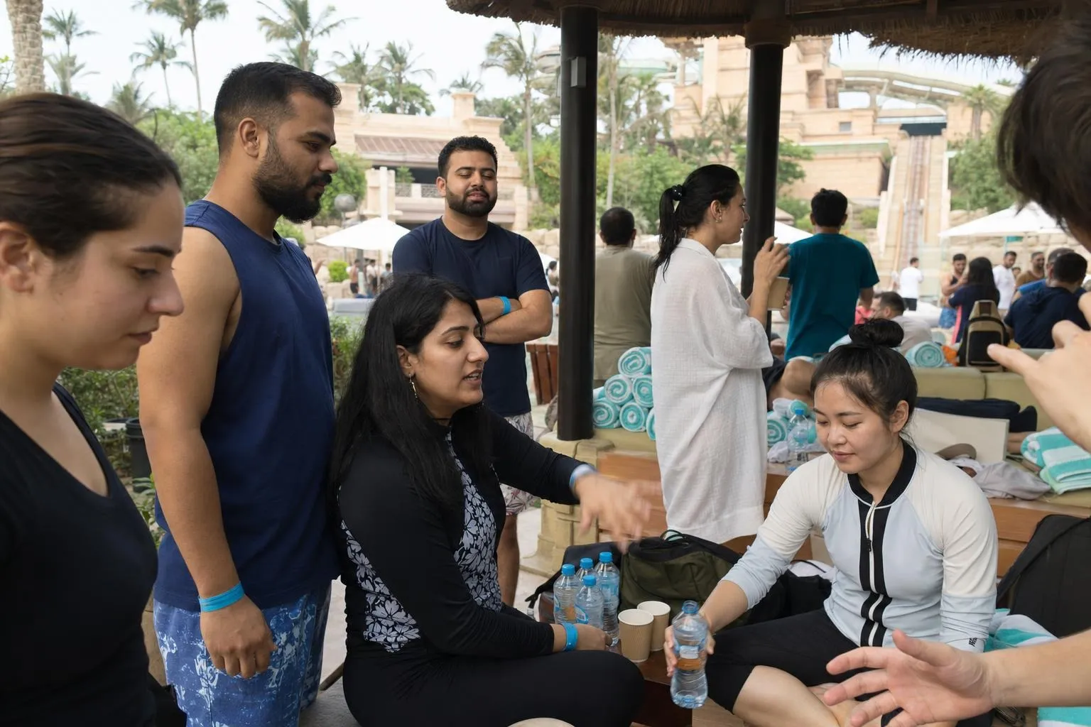 A team mid-programme on Aquaventure Day — Dubai, Atlantis Aquaventure, Palm Jumeirah.
