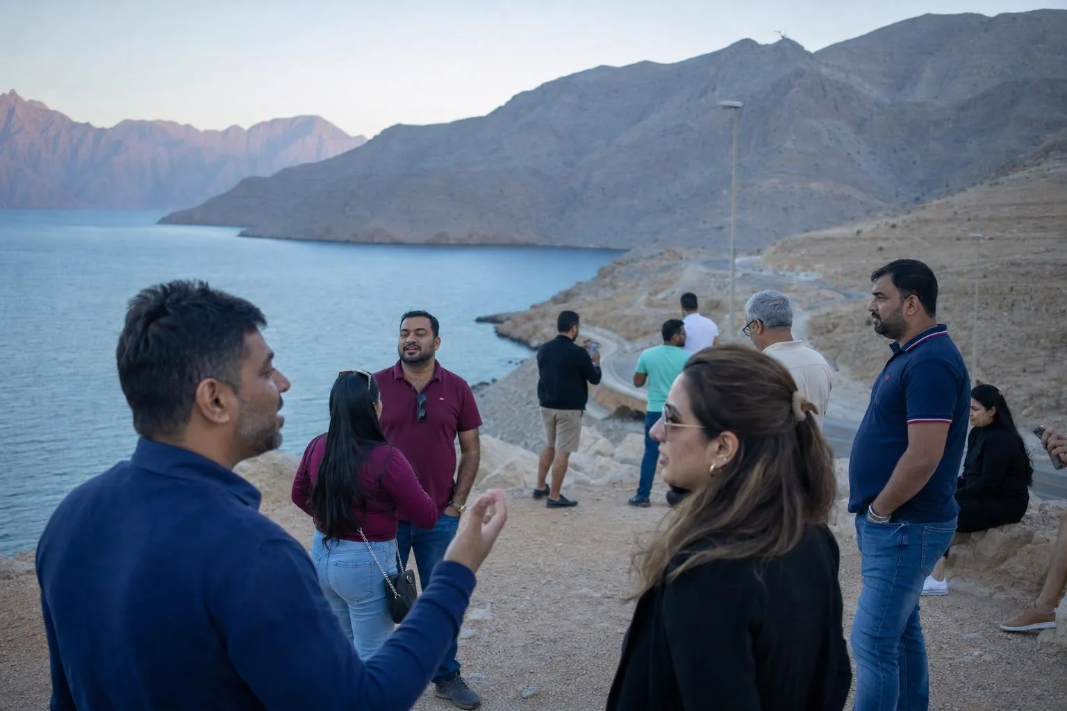 A team mid-programme on Musandam Crossing — Oman, Khasab, Musandam, via the Ras Al Khaimah border crossing.